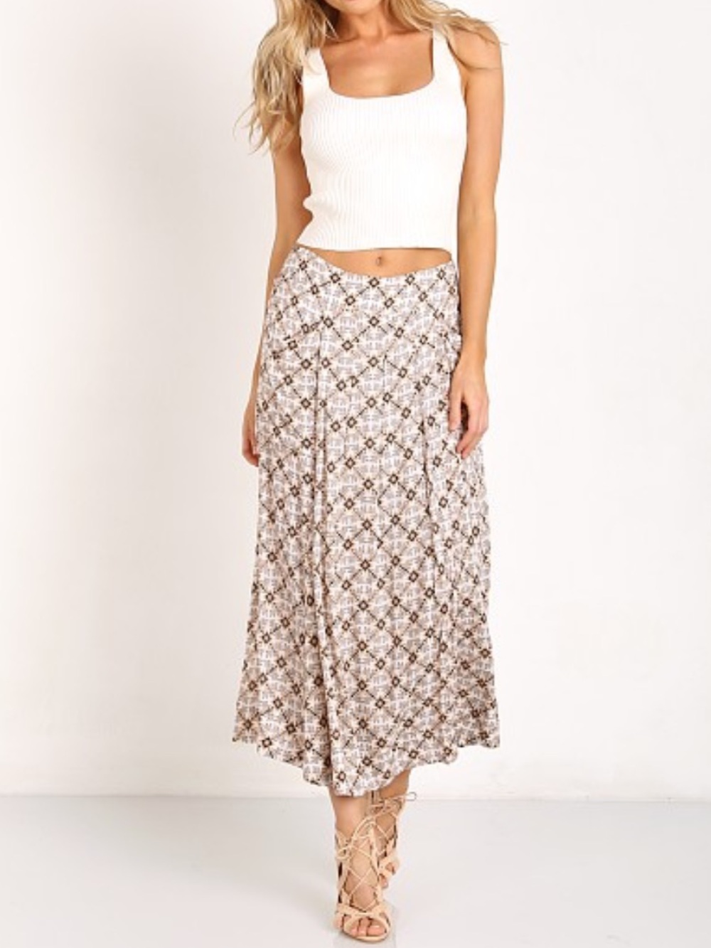 Free People Culottes | Ivory Combo Flowy Pants